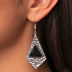 Paparazzi Jewelry Accessories - Cosmic Destination - Black Earrings - Vintage